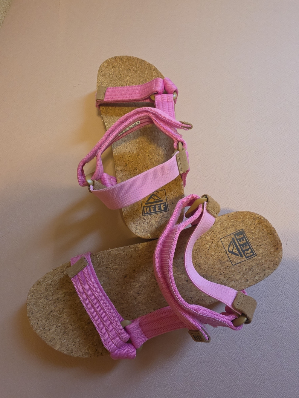 Reef Bright Pink Cork Strap Sandals